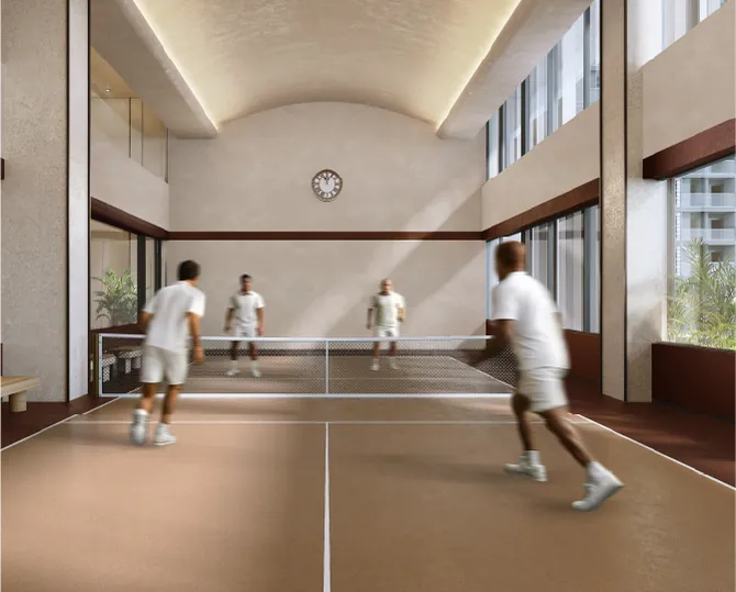 Indoor sports court for badminton and pickleball