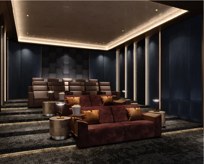 Private theatre with recliner seating